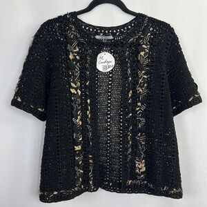 Vintage Anne Klein animal print and black chunky cardigan women’s large